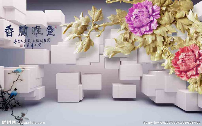 G3D牡丹背景墙