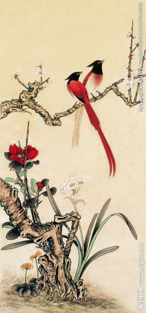 G中式花鸟玄关中