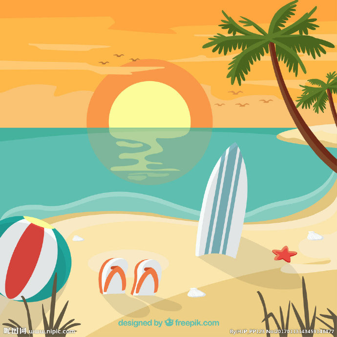 G卡通夏日海景图