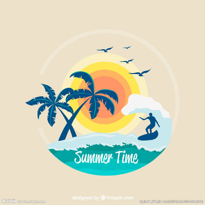 G卡通夏日海景图