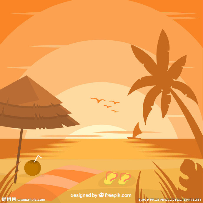 G卡通夏日海景图