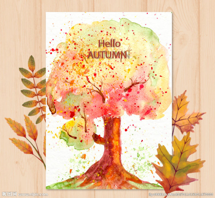 G水彩大树背景墙