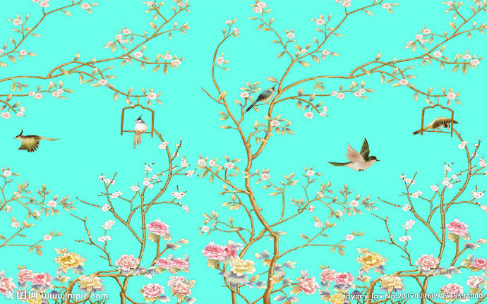 G高清花鸟背景墙
