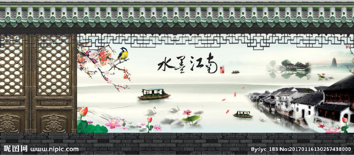 G江南水乡背景墙