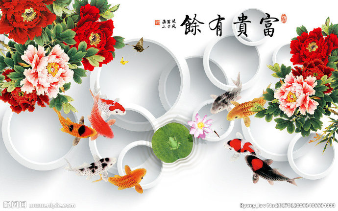 G3D圆圈牡丹素