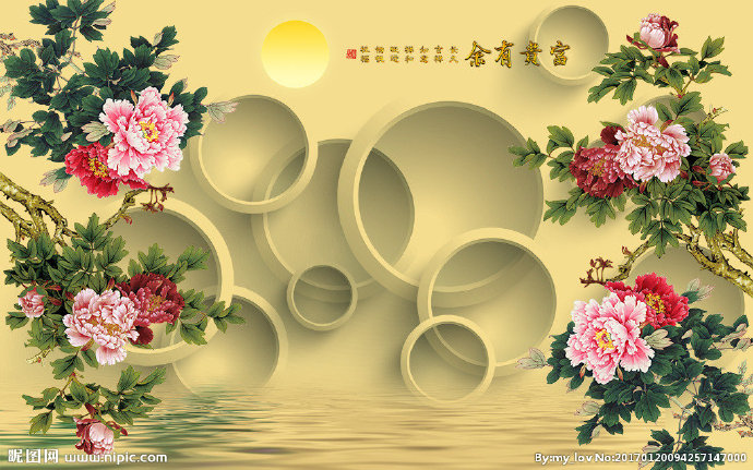 G3D圆圈牡丹背