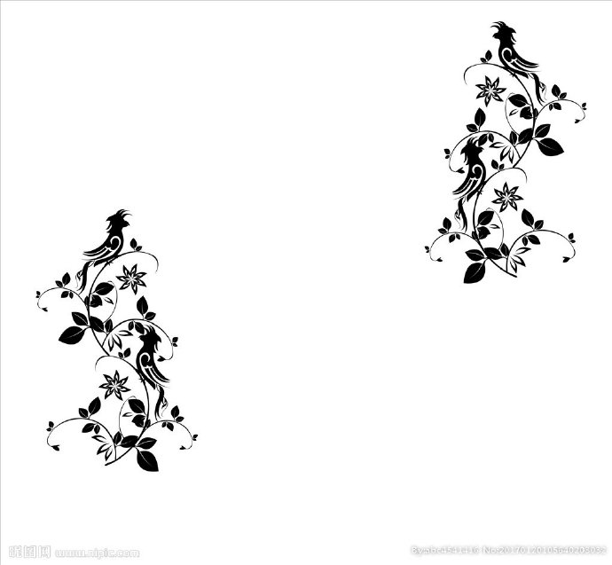 G花鸟画背景墙花