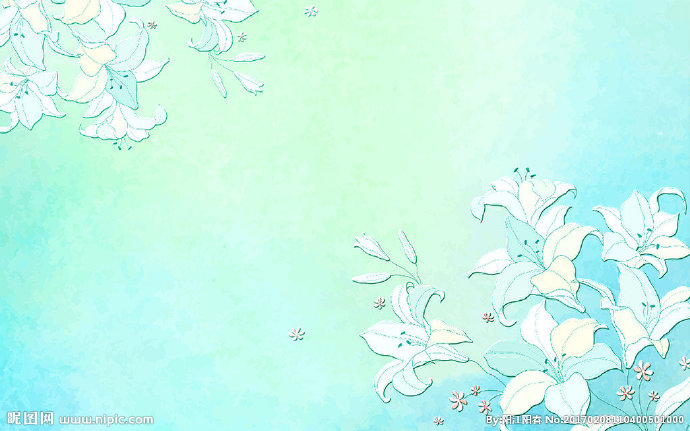 G蓝色手绘百合花
