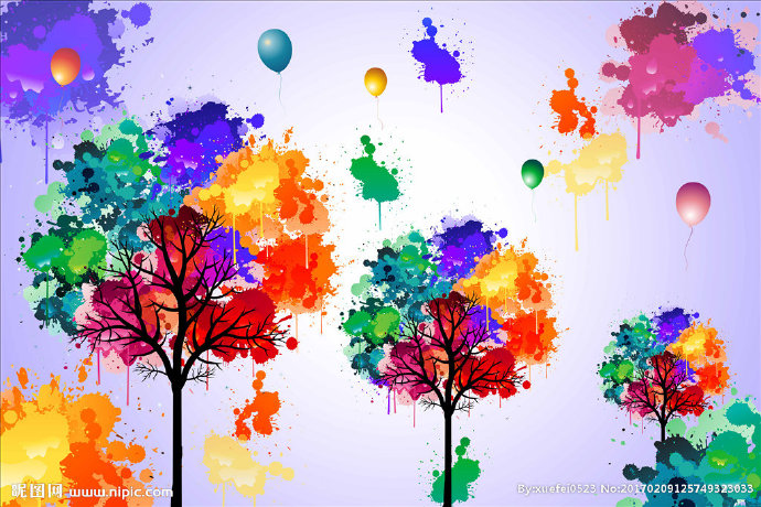 G涂鸦树背景墙背