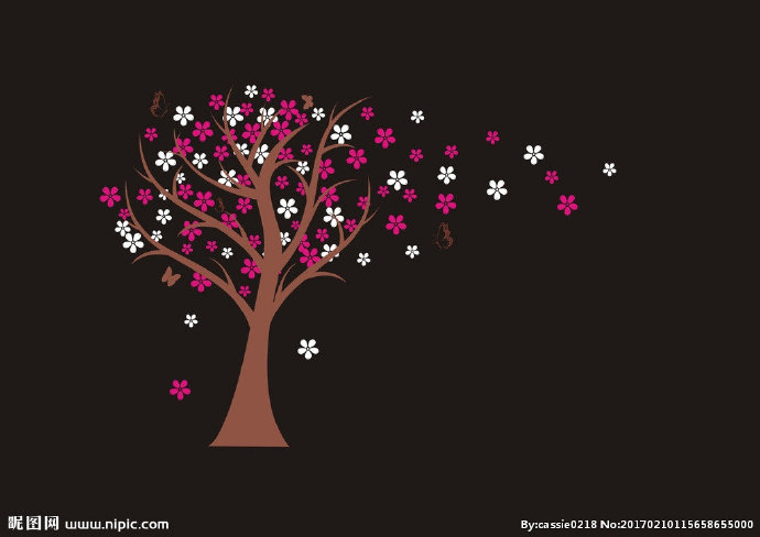 G花朵树木背景墙