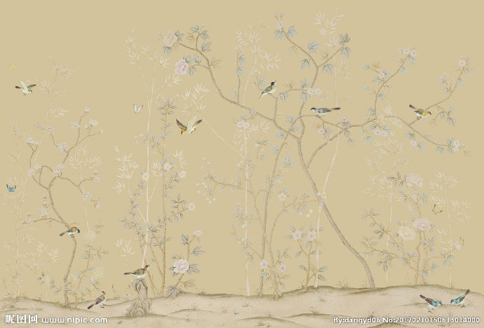 G树枝花鸟壁纸背