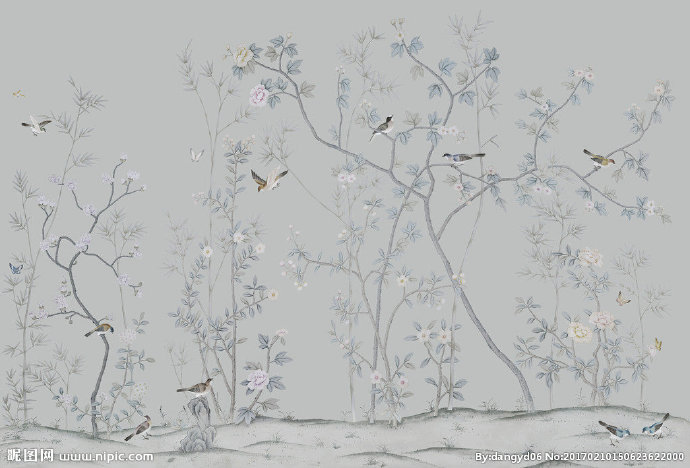 G树枝花鸟壁纸背