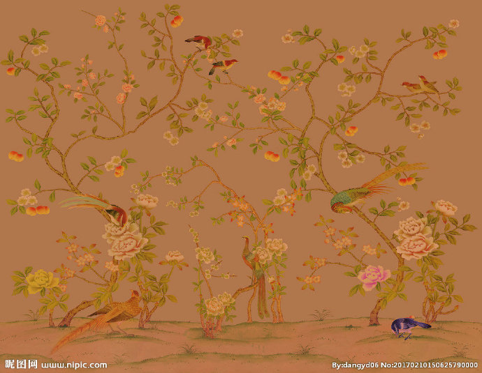 G树枝花鸟壁纸背