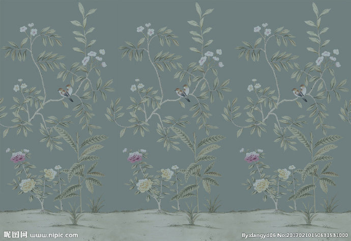 G树枝花鸟壁纸背