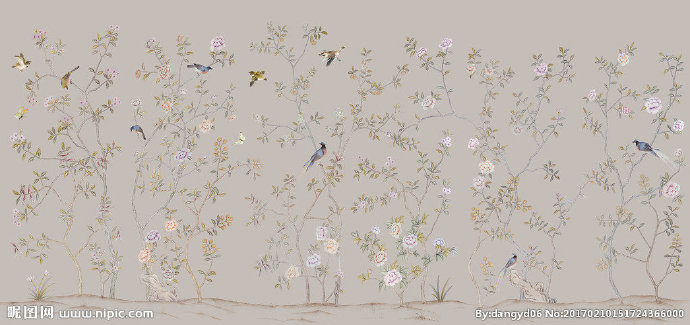 G树枝花卉壁纸背