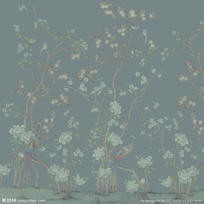 G树枝花卉壁纸背