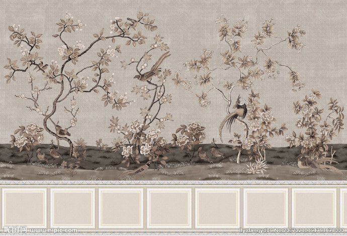 G树枝花卉壁纸背