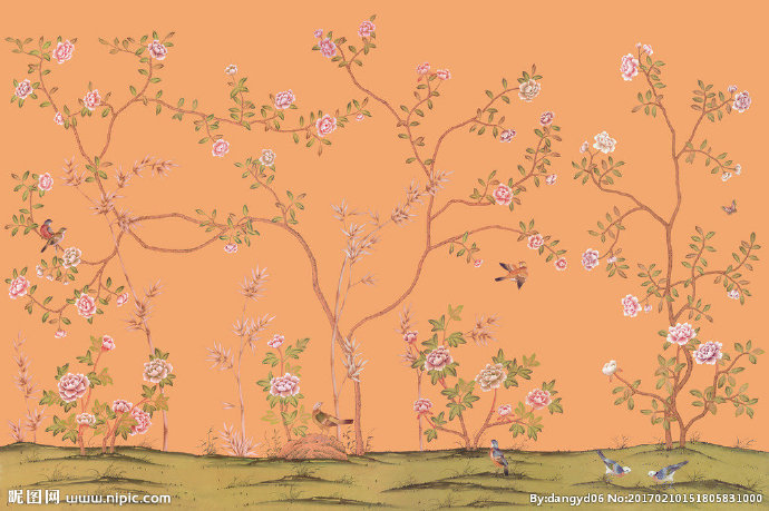 G树枝花卉壁纸背