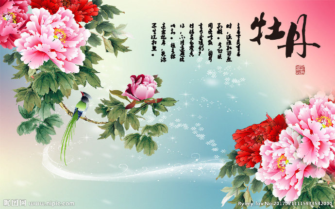 G星光牡丹背景墙
