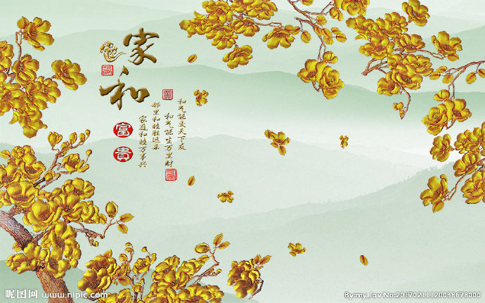 G水墨玉兰花背景