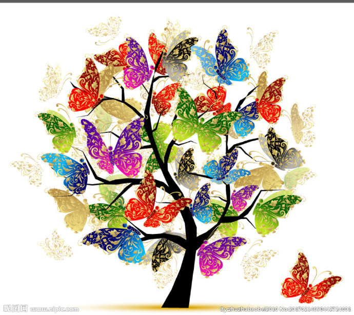 G蝴蝶树木背景墙