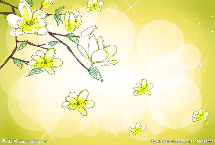 G清新绿色手绘花