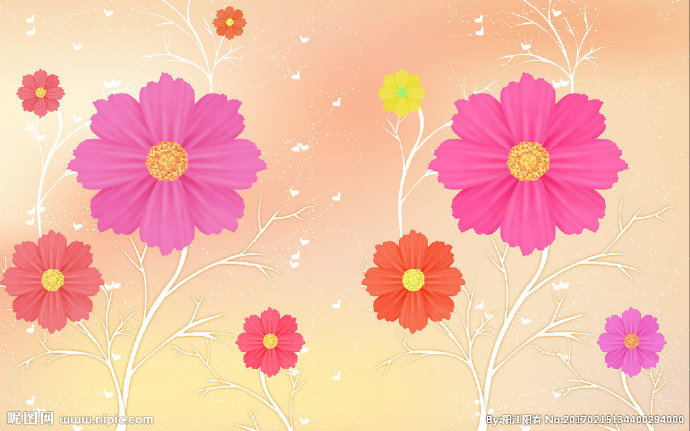 G水墨鲜花背景墙