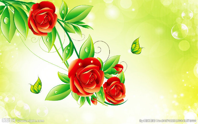 G梦幻手绘花朵绿