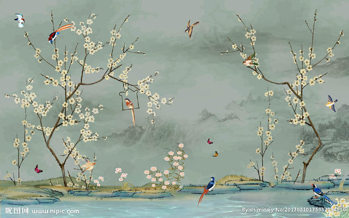 G手绘花鸟新中式