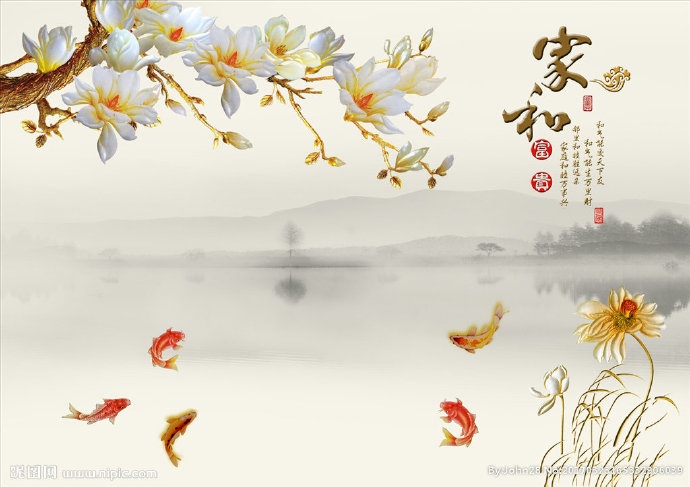 G水墨玉兰花电视