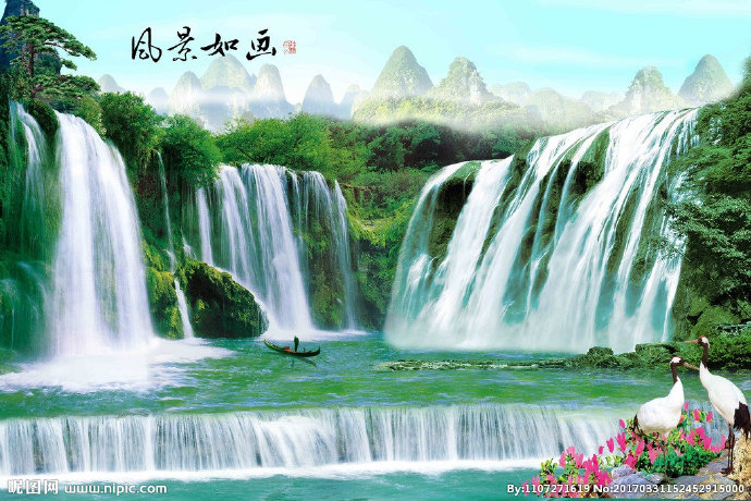 G瀑布 山水 流
