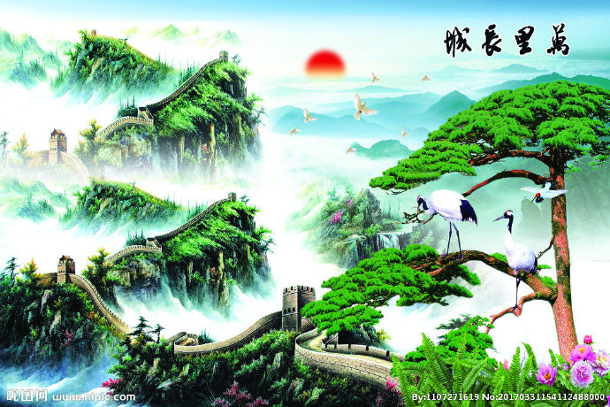 G迎客松山水画背