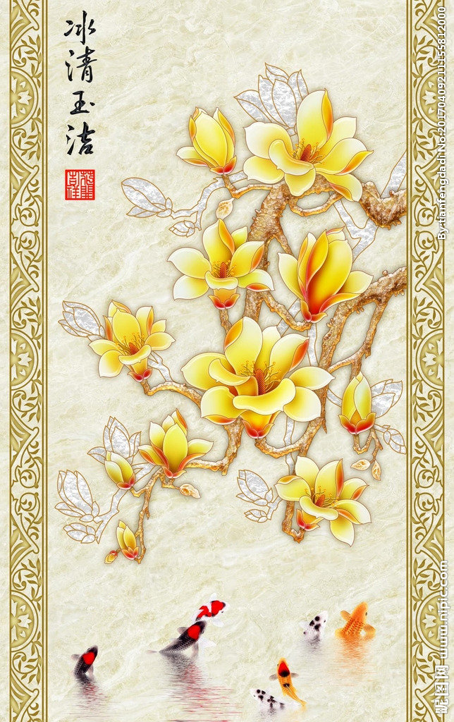 G金色兰花彩雕锦