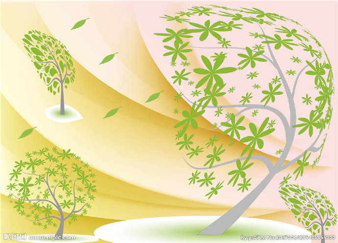 G清新小树背景墙