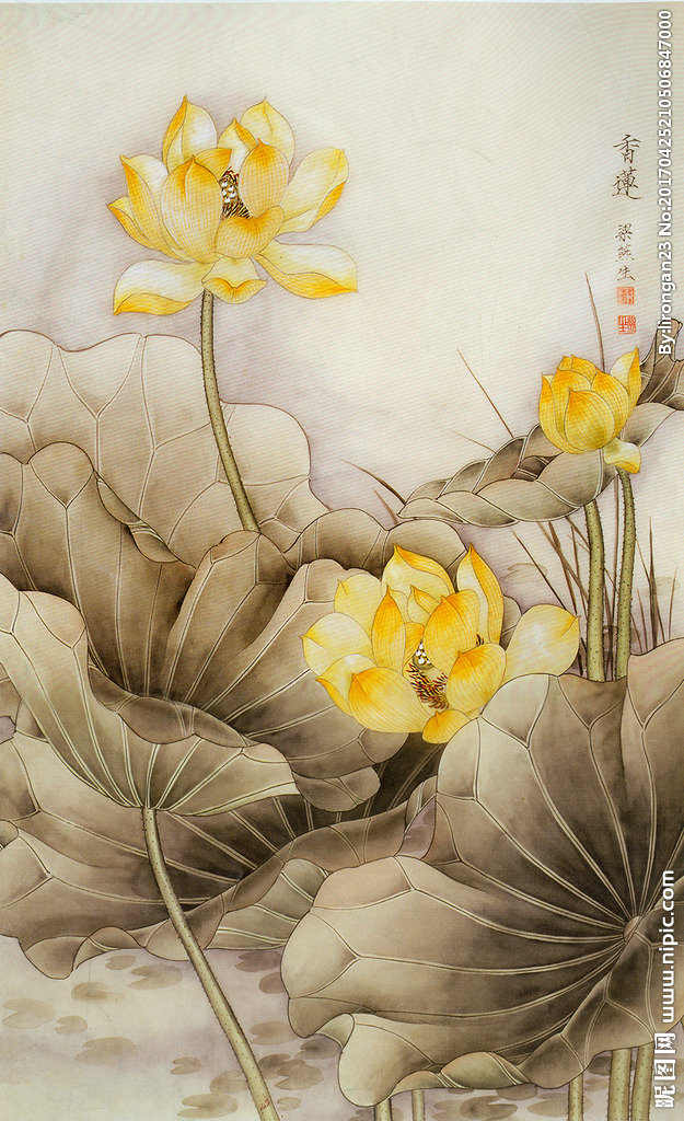 G中式水墨荷花背