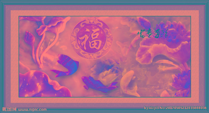 G玉荷花背景墙莲