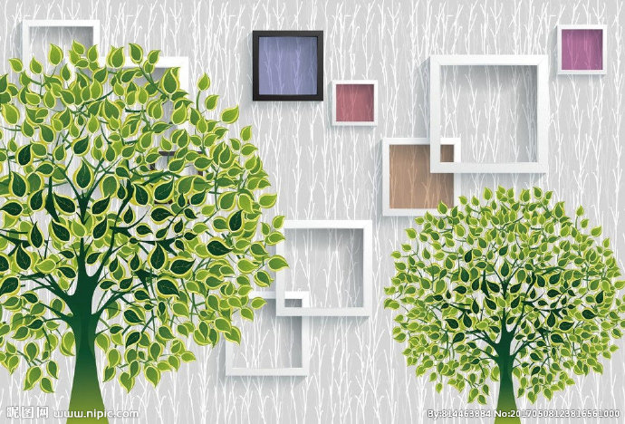 G简约树背景墙背