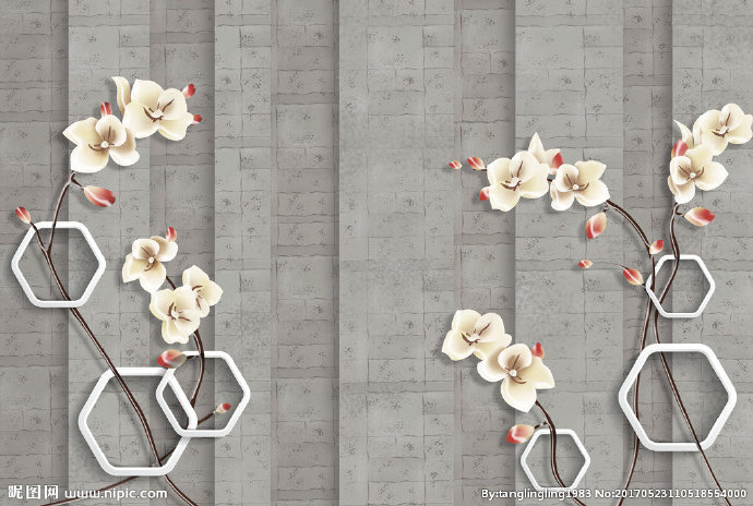 G碎花花卉六边形