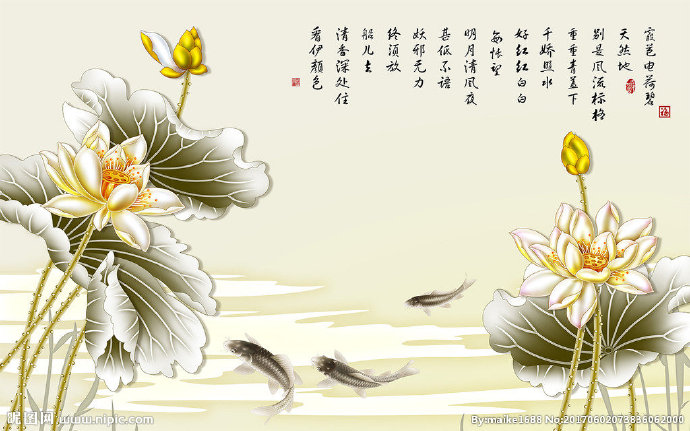 G新中式彩雕荷花