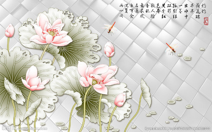 G新中式彩雕荷花