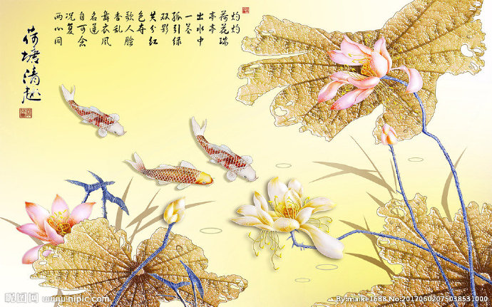 G新中式彩雕荷花