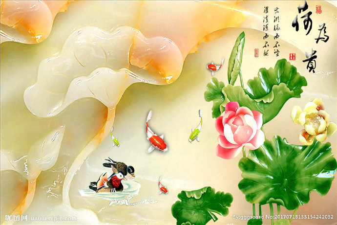 G荷花背景墙莲花