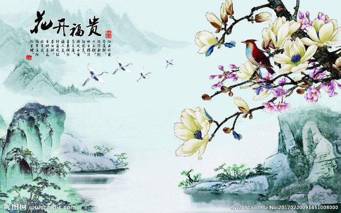 G花开富贵背景墙