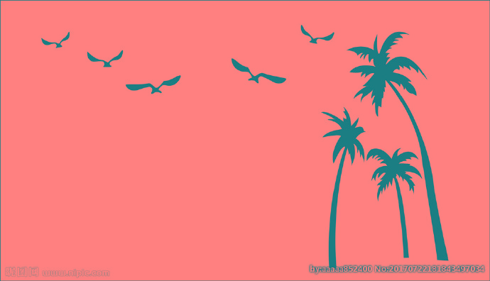 G椰树海鸥背景墙