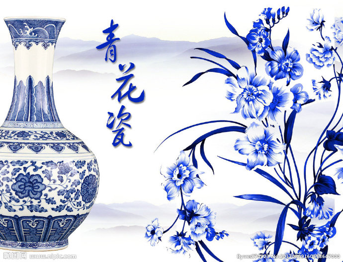 G立体青花瓷背景