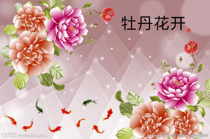 G简约曲线牡丹花