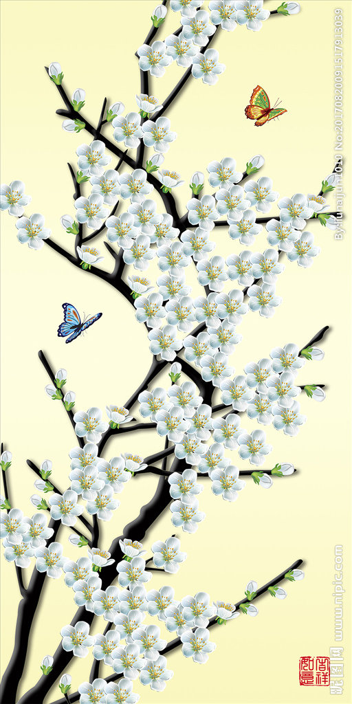 G中式桃花玄关中