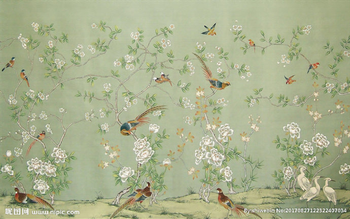 G花鸟壁画背景墙