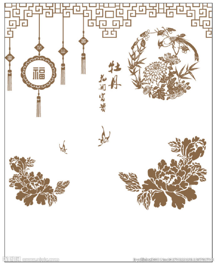 G复古中式牡丹花