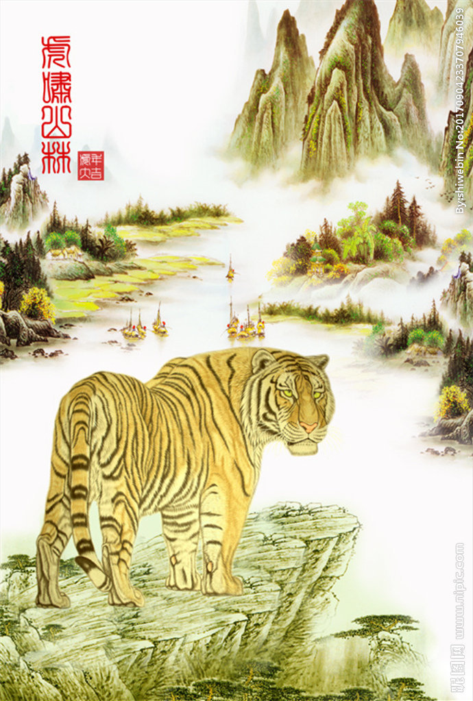 G猛虎下山图背景